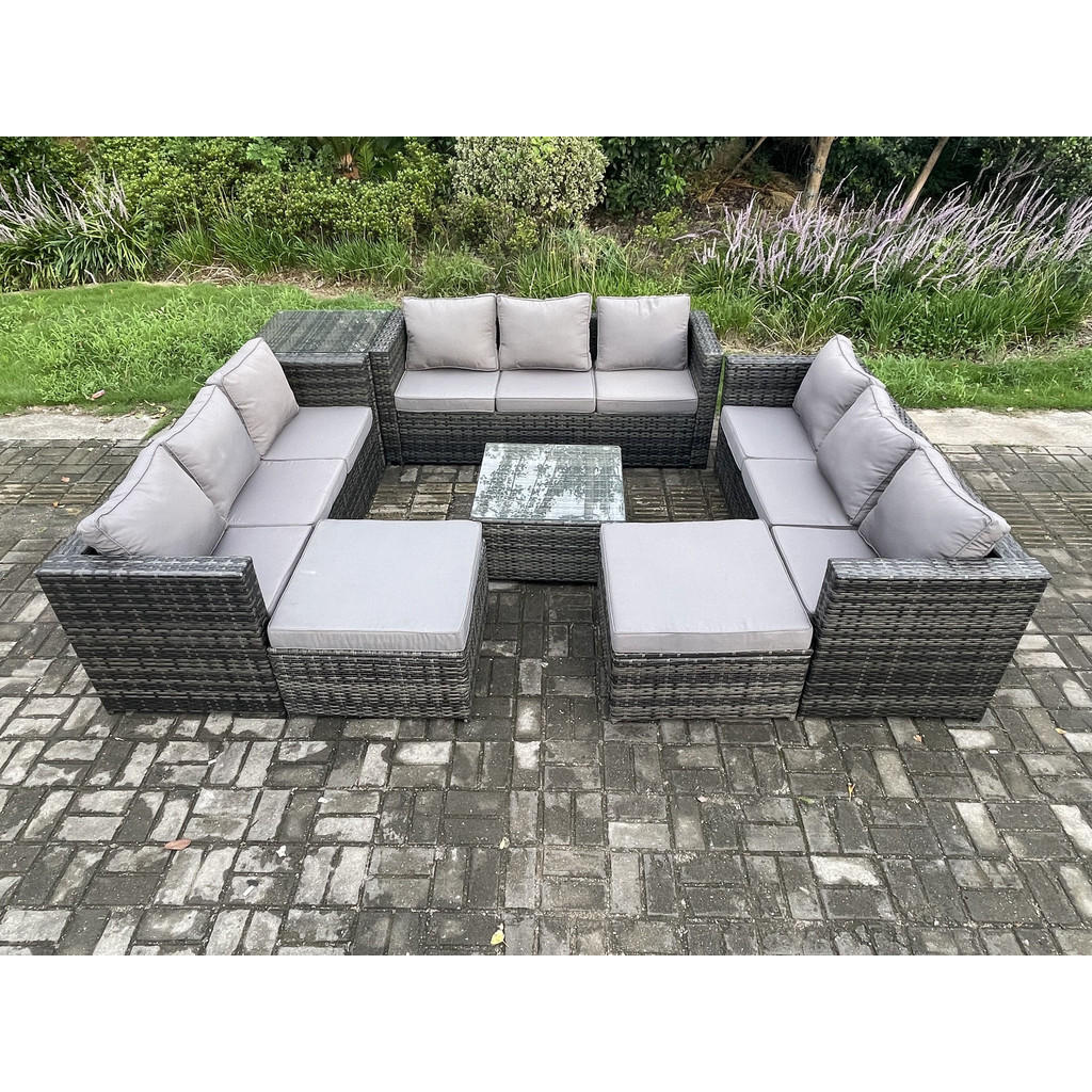 Thumbnail - Fimous Gartentischgruppe, Dunkelgrau, Metall, 11-Sitzer, Loungemöbel, Loungemöbel-Sets