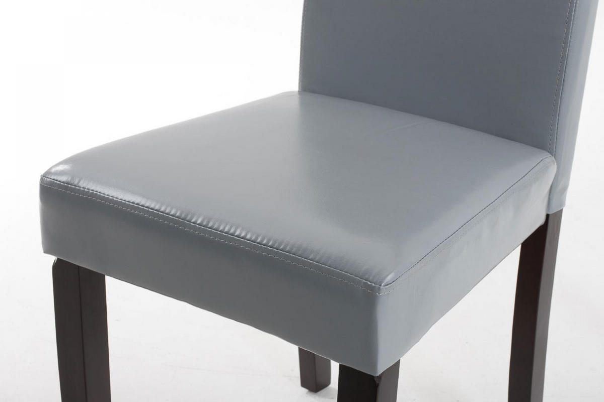 STUHL Lederlook grau - Dunkelbraun/Grau, Holz/Textil (41/91/47cm) - CLP