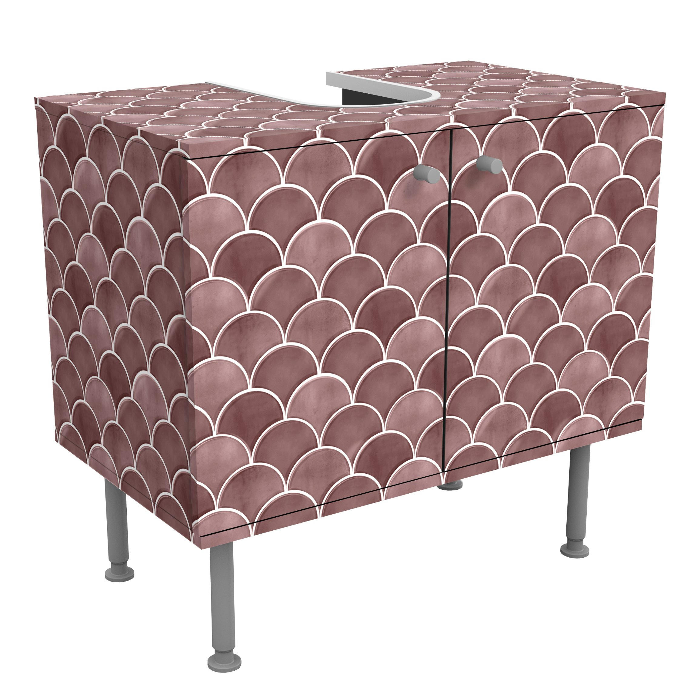 WASCHBECKENUNTERSCHRANK Fischschuppen Fliesen Keramikoptik Rosa 60/55/35 cm - Rosa, Holzwerkstoff (60/55/35cm) - Bilderwelten