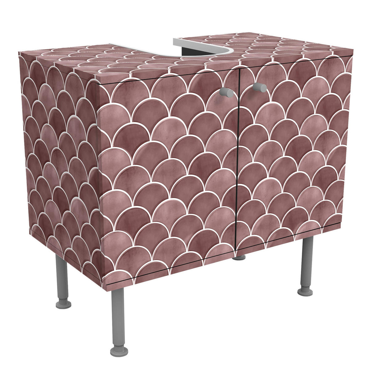 WASCHBECKENUNTERSCHRANK Fischschuppen Fliesen Keramikoptik Rosa 60/55/35 cm - Rosa, Holzwerkstoff (60/55/35cm) - Bilderwelten