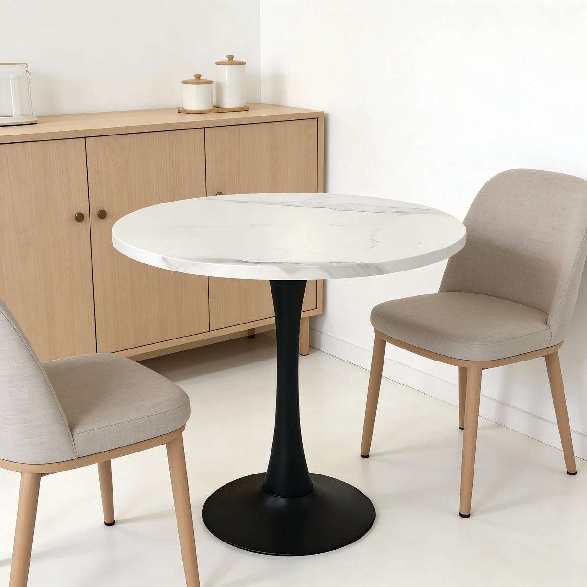 ESSTISCH runder 80 cm Weiß mit Metallgestell - Weiß, Holz (80/80/75cm) - Oxeza