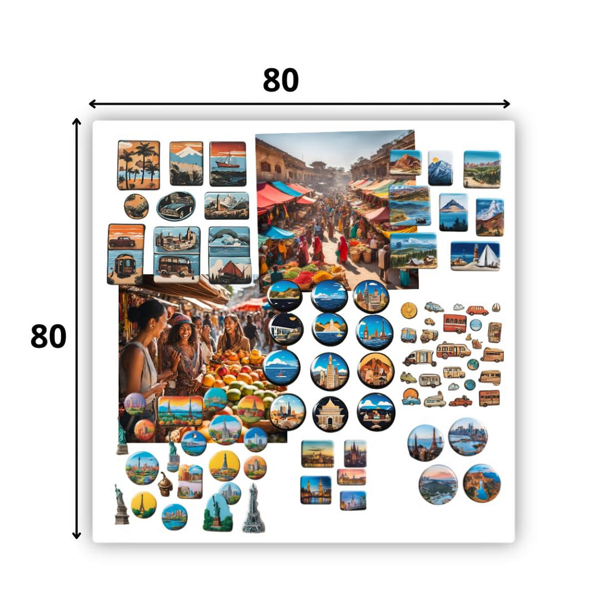 MAGNETTAFEL Klein & Groß Weiß 80x80 cm - Magnetisches Stahlboard für Magnete, Fotos und Notizen, Beschreibbar - Weiß, Metall (80/80/0.7cm) - ANWICAR