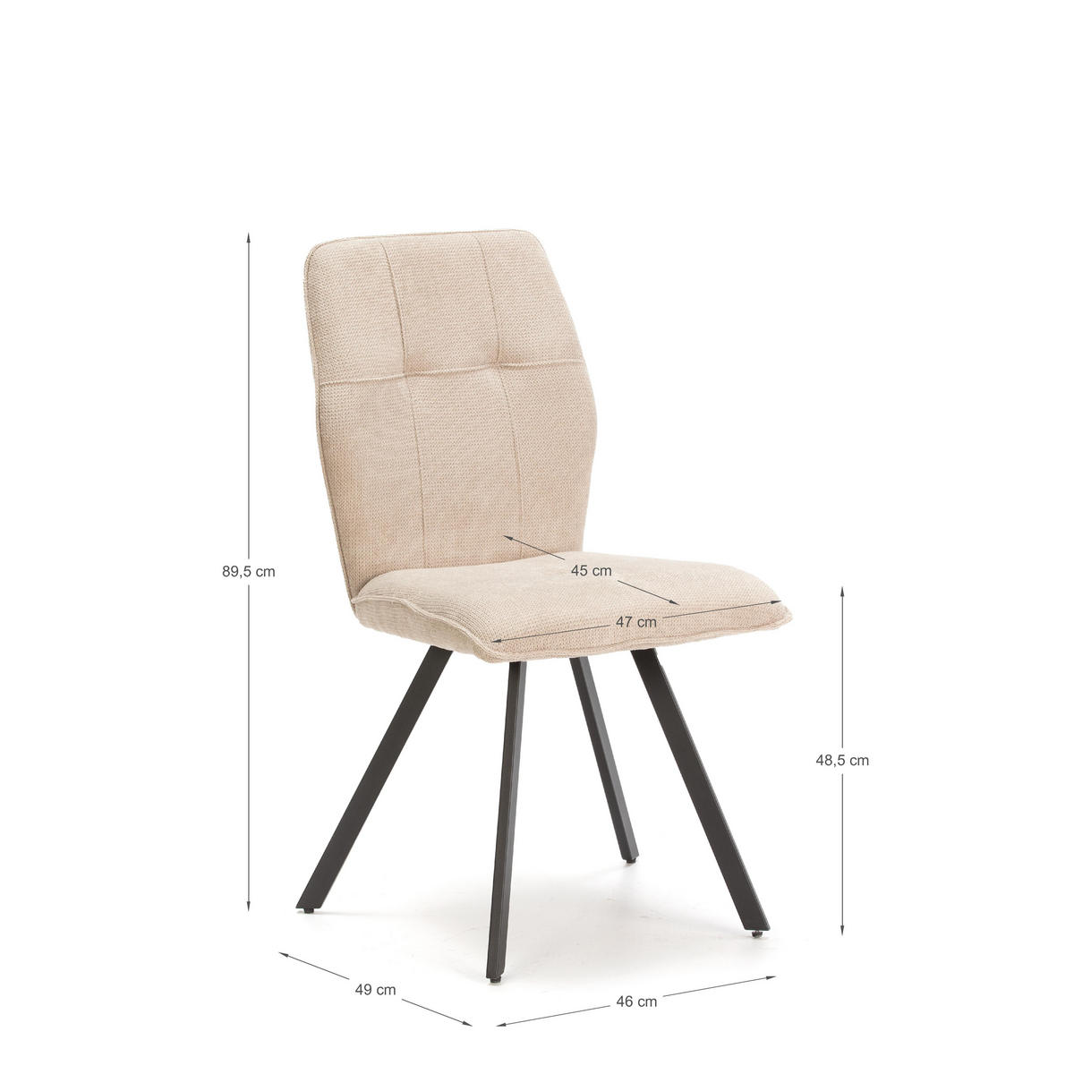 ESSZIMMERSTUHL Mery Beige 47/60/48 cm 4er-Set - Beige, Textil (60/48/47cm) - Calicosy