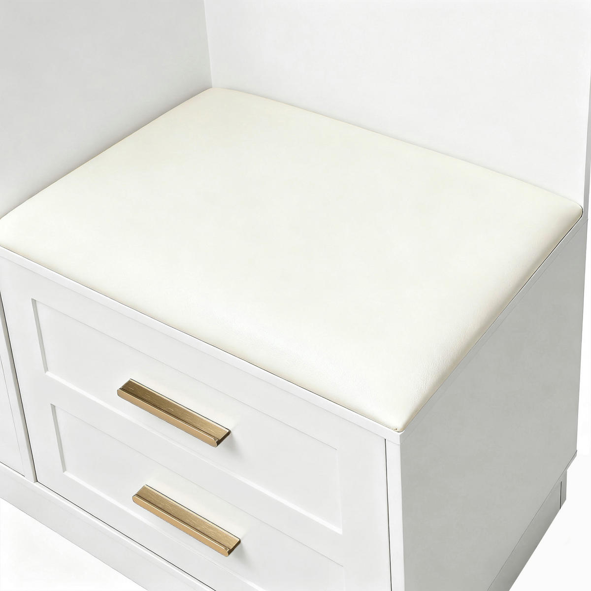 GARDEROBE-SET in Weiß Garderobenschrank mit Spiegel und Schuhbank für Eingangsbereich und Flur, B110/T33/H185.5 cm - Weiß, Glas/Holzwerkstoff (111/185.5/33cm) - STILVORA