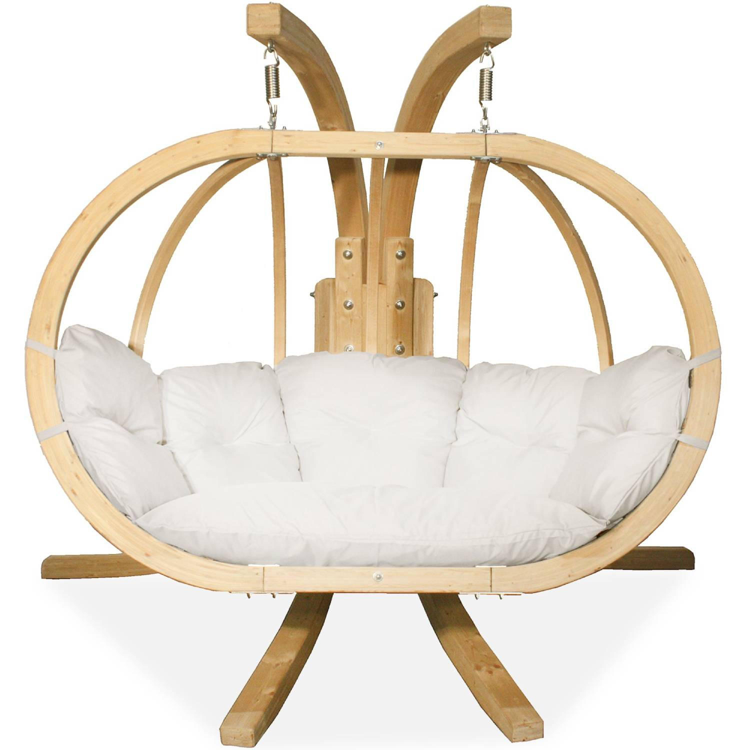 HÄNGESESSEL mit Gestell CALLISTO ,Creme - Creme, Holz/Textil (240/183/137cm) - KONSIMO®