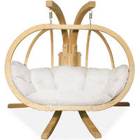 HÄNGESESSEL mit Gestell CALLISTO ,Creme - Creme, Holz/Textil (240/183/137cm) - KONSIMO®