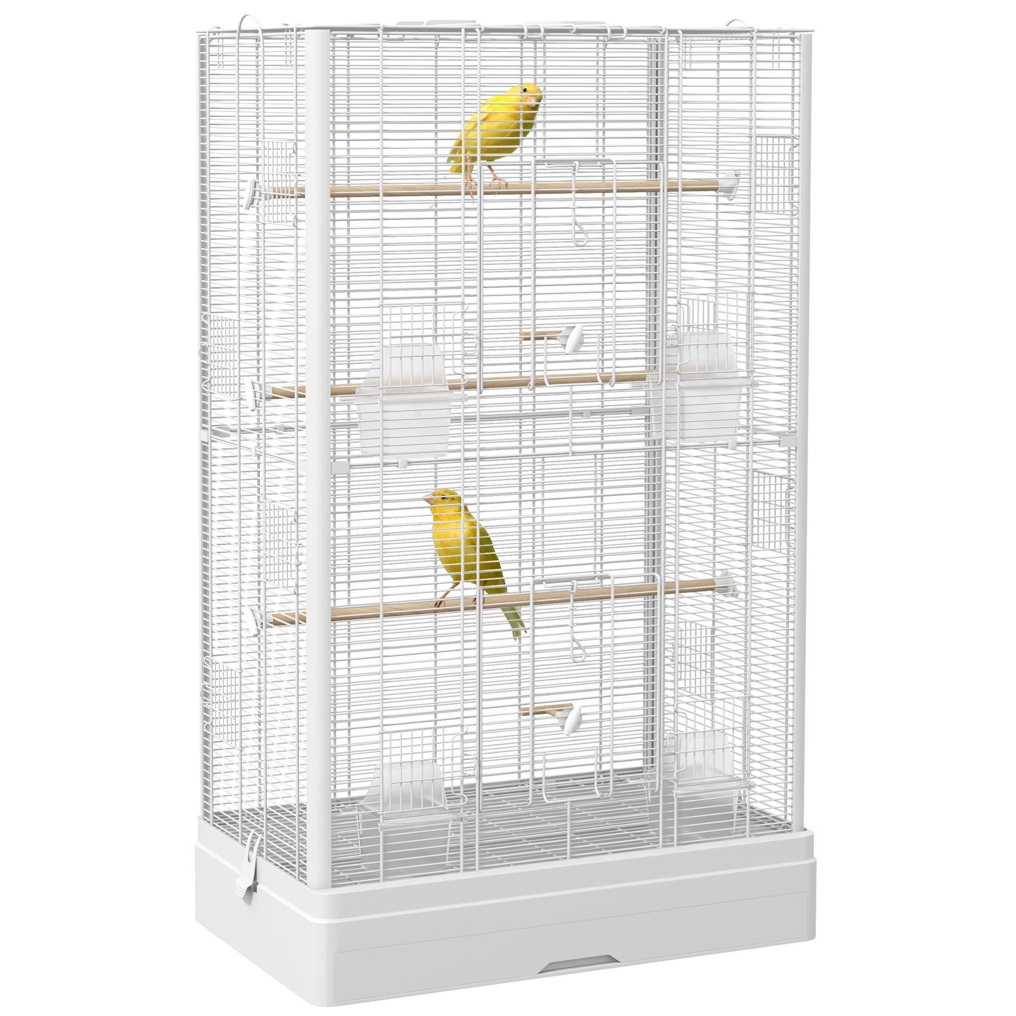 VOGELKÄFIG DE-17825 5 Sitzstangen & 14 Türen für leichten Zugang Weiß - Weiß, Metall (36.5/98/61cm) - ComfortXL