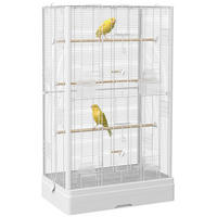 VOGELKÄFIG DE-17825 5 Sitzstangen & 14 Türen für leichten Zugang Weiß - Weiß, Metall (36.5/98/61cm) - ComfortXL