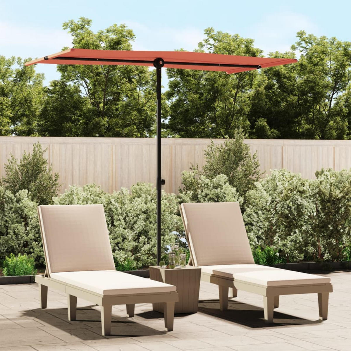 SONNENSCHIRM mit Aluminium-Mast 180x110 cm Terrakotta - Braun, Textil (110/180cm) - furnicato