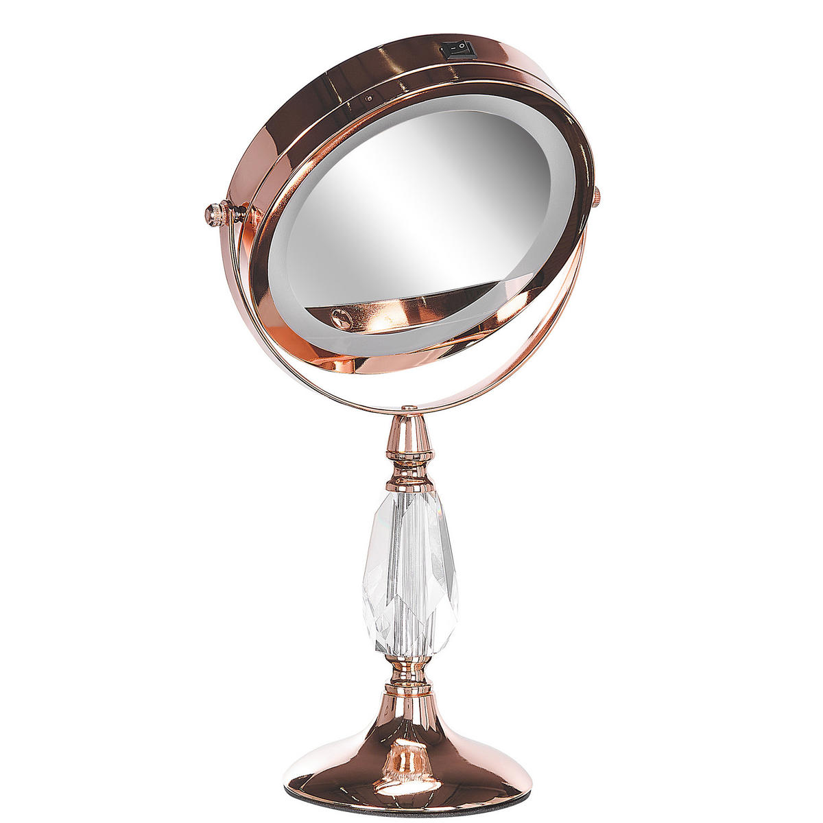 KOSMETIKSPIEGEL roségold mit LED-Beleuchtung 18 cm Maury - Roségold, Metall (18/37/12cm) - Beliani