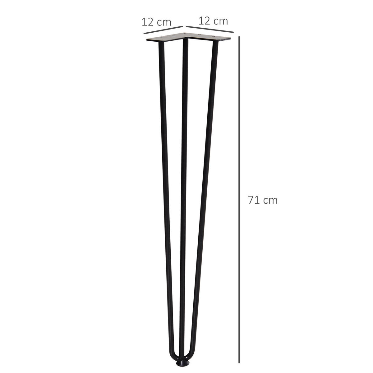 TISCHBEINE 4er-Set Tischfüße, Schwarz, 12 x 12 x 72 cm - Schwarz, Metall (12/71/12cm) - HOMCOM