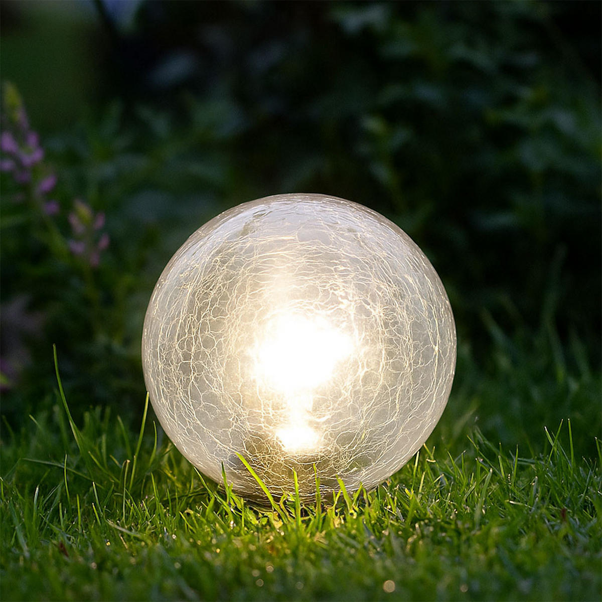 LED AUSSENLEUCHTE Solarkugel Klar Glas 3er Set - Klar, Glas (15/15/15cm)