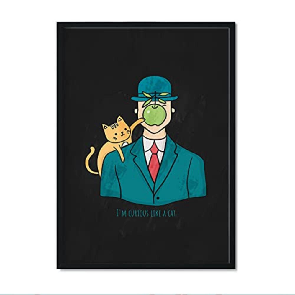 POSTER Katzen Kunst A3 Schwarzer Rahmen - Schwarz, Papier (29.7/5/42cm) - Nacnic