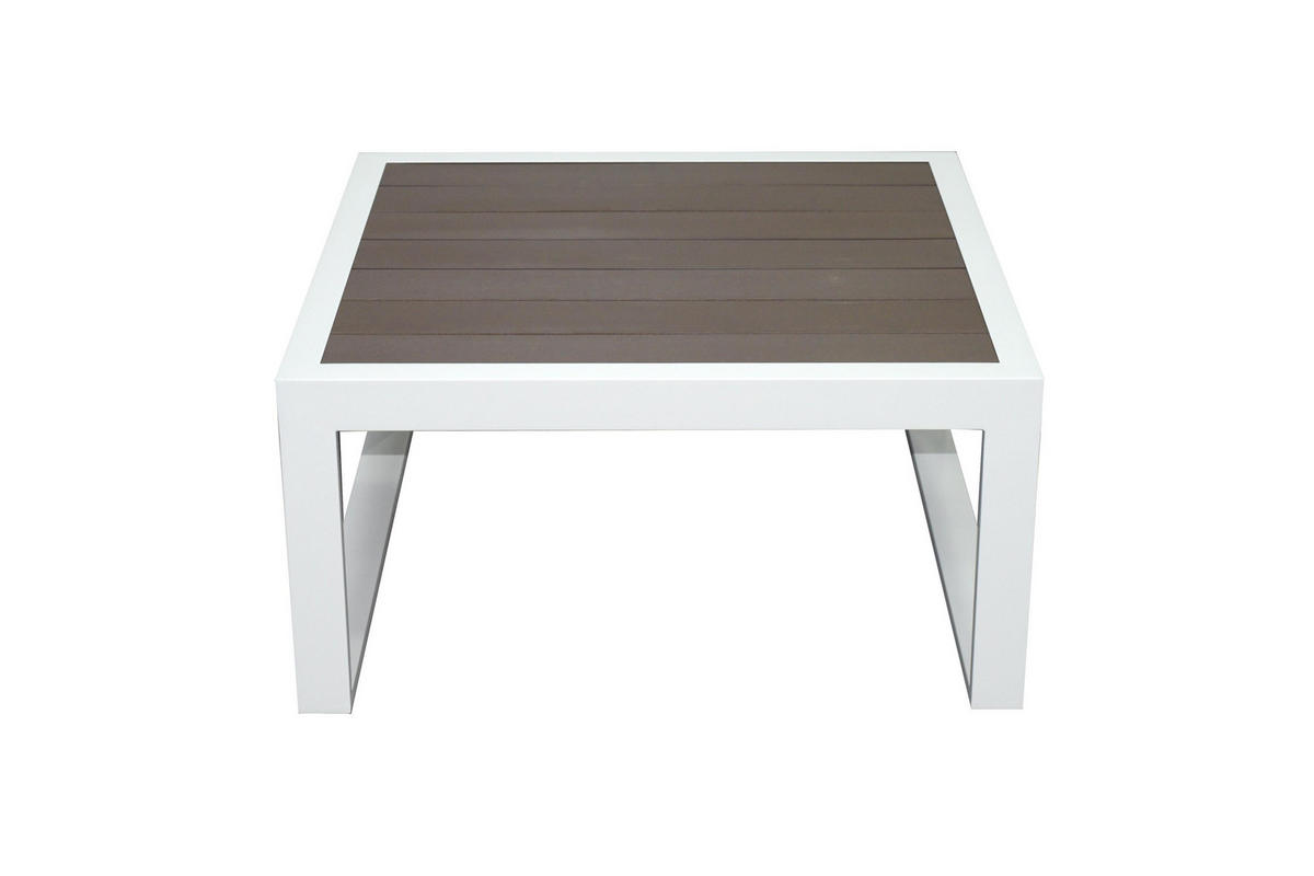 LOUNGE-SET Lima Weiß 5-Sitzer Aluminium mit Couchtisch in Holzoptik - Weiß, Kunststoff - bellavista - Home & Garden