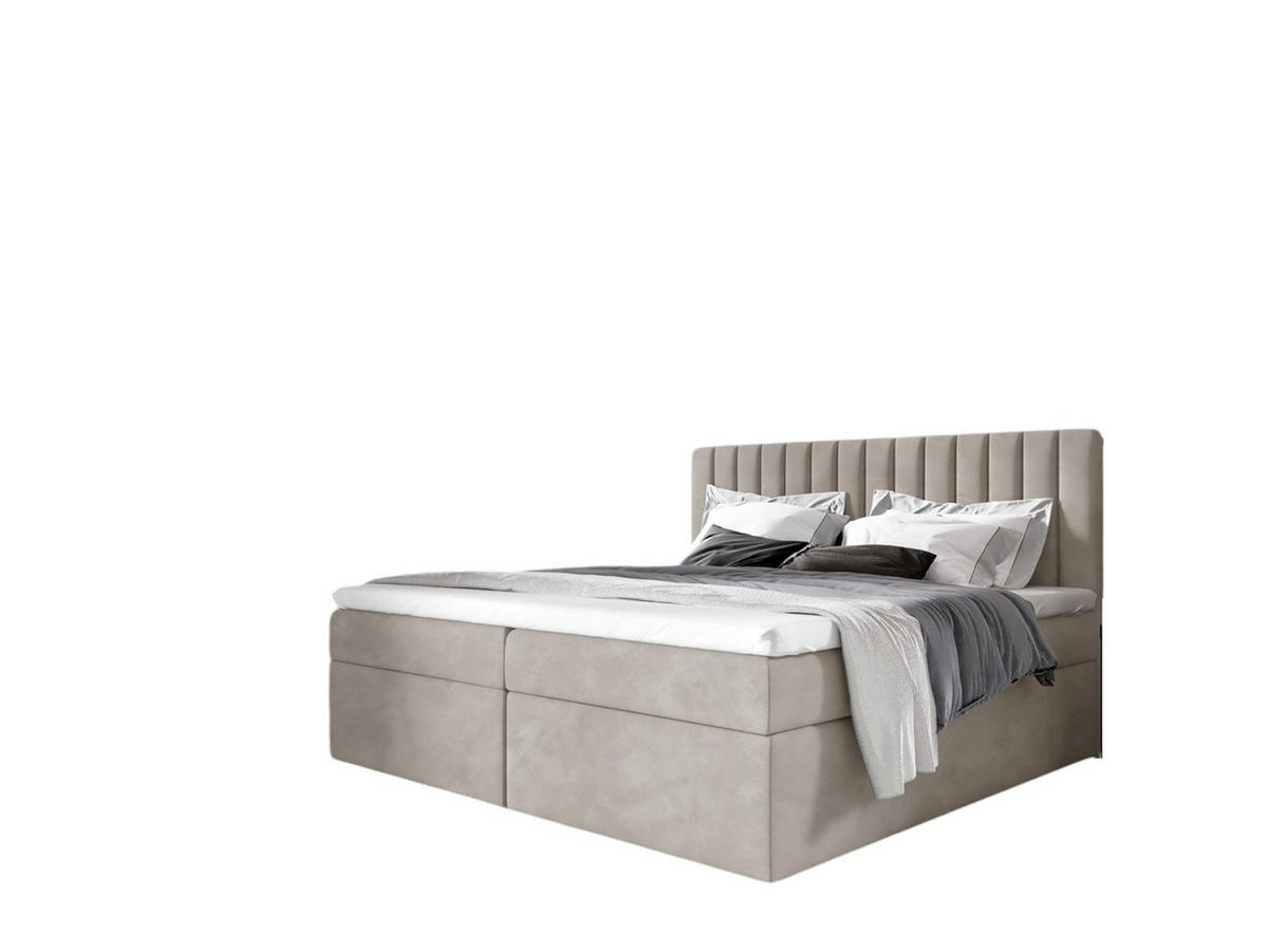 BOXBETT Linnea - Beige, Holzwerkstoff/Textil (200/220cm) - Fun Möbel