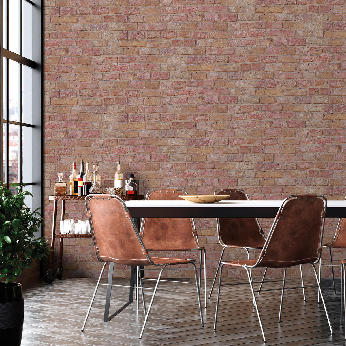 TAPETE Backstein-Optik 53 cm x 10 m - Terracotta, Papier (53/1000cm) - Sanders & Sanders