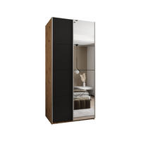 SCHWEBETÜRENSCHRANK 245,5/100/64 2-türig - Silberfarben/Schwarz, Holz/Metall (100/245/64cm) - Abiks Möbel