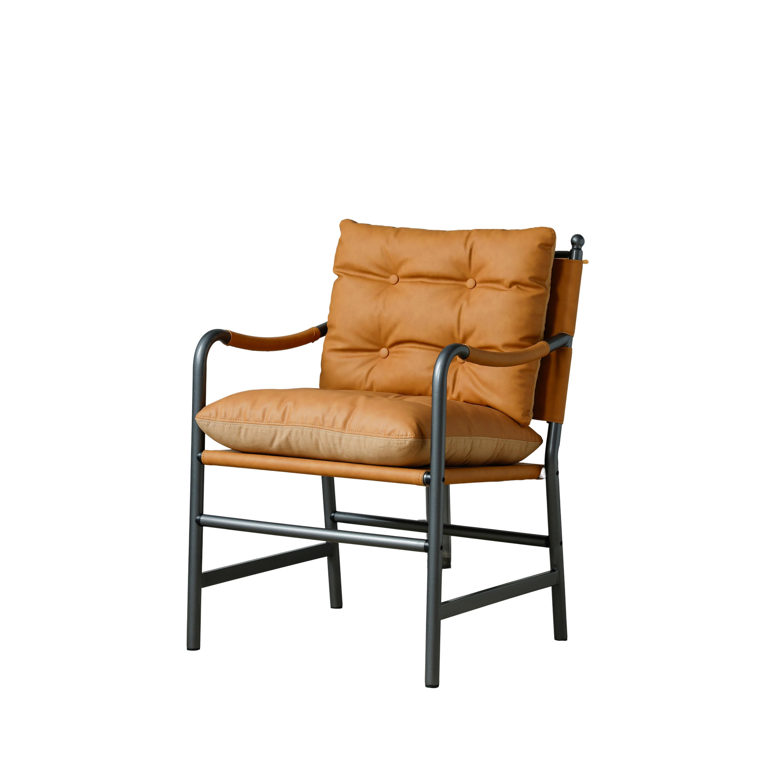SESSEL PU-Leder mit schwarzem Metallrahmen, DE-42431, Braun - Braun, Metall (62/90/60cm) - ComfortXL