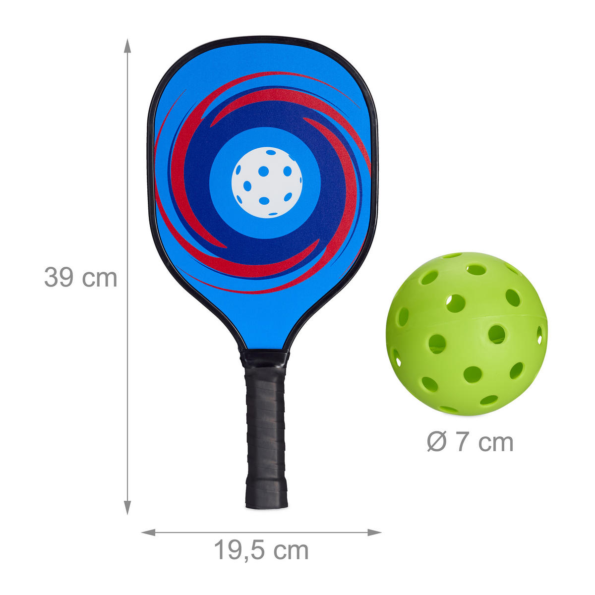 13-TLG.PICKLEBALL Set - Multicolor, Holz/Kunststoff (19.5/3.5cm) - Relaxdays