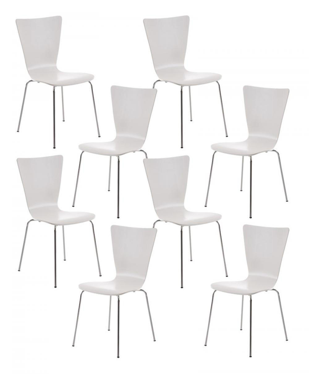 BESUCHERSTUHL 8er Set Holz weiß - Weiß, Holz/Metall (43/84/50cm) - CLP