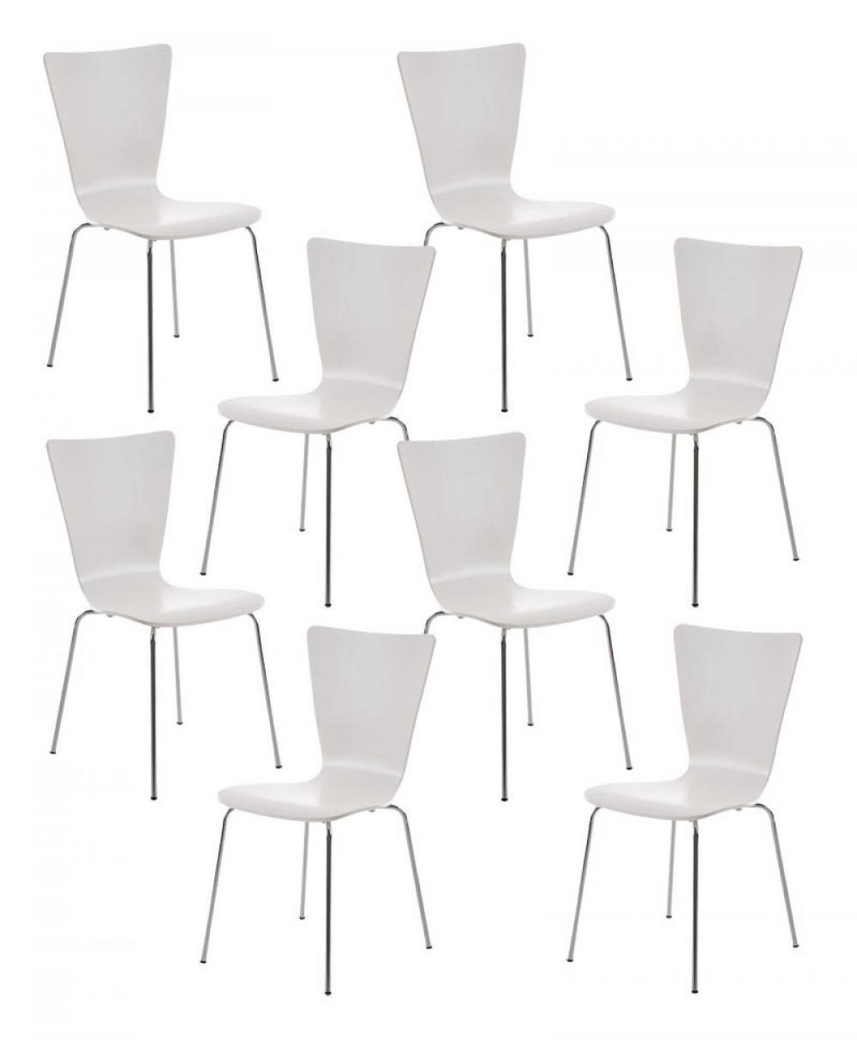 BESUCHERSTUHL 8er Set Holz weiß - Weiß, Holz/Metall (43/84/50cm) - CLP