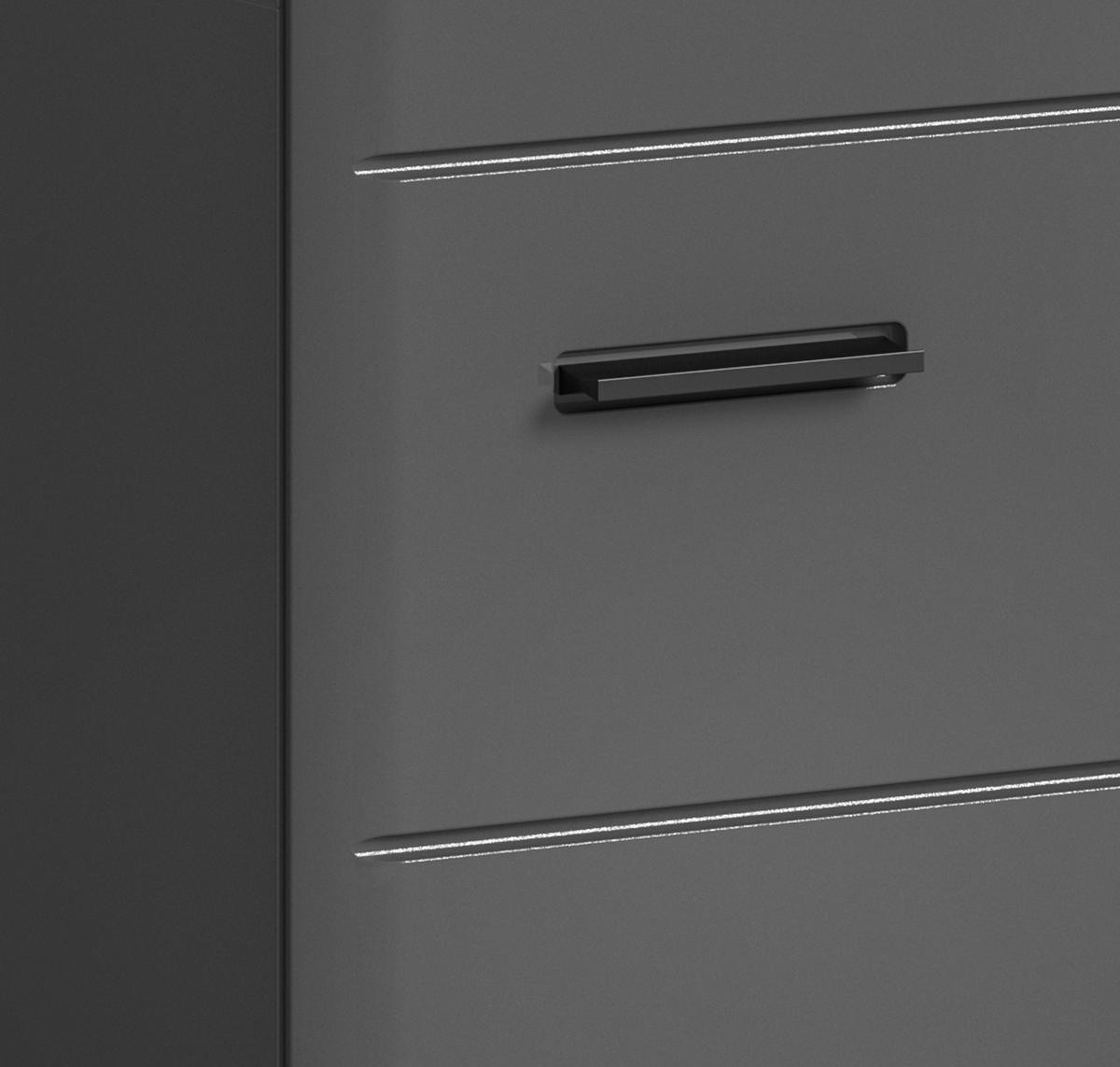 HOCHSCHRANK SOFT (B/H/T: ca. 30/180/30 cm) in grau/grau hochglanz - Grau, Holzwerkstoff (30/180/30cm)