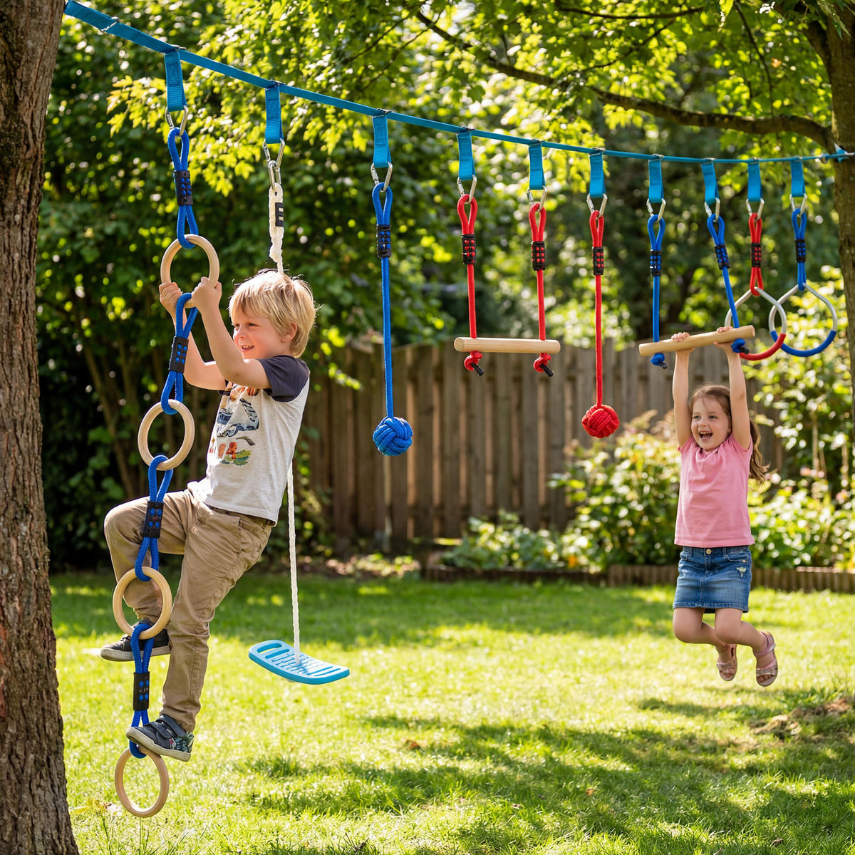 NINJA-WARRIOR 9er Set Kunststoff Holz Mehrfarbig - Multicolor, Kunststoff (5/1000cm) - AIYAPLAY