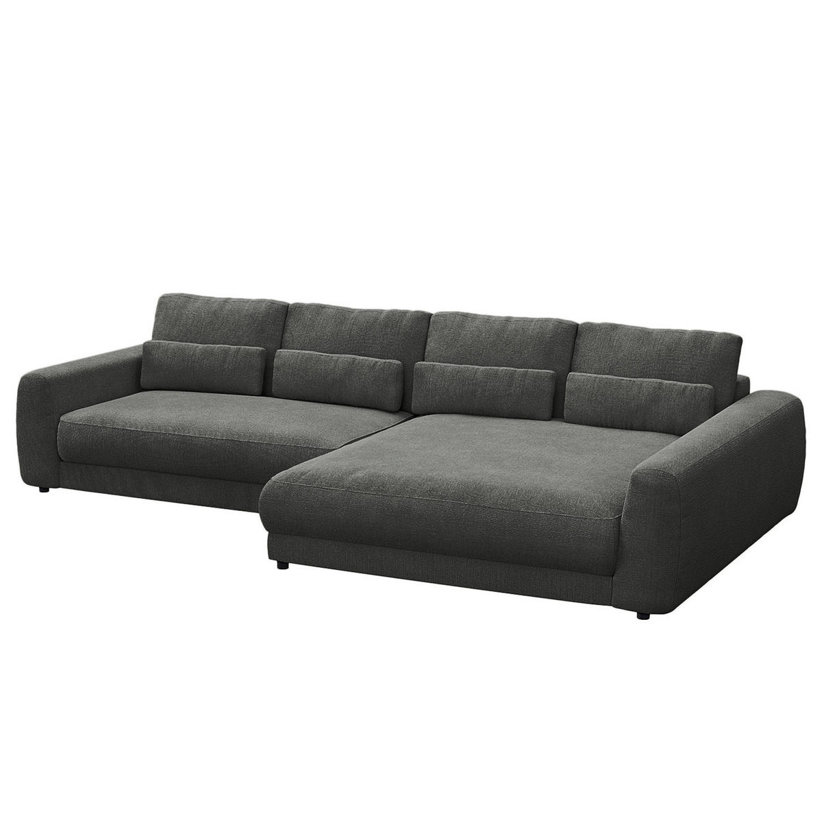 ECKSOFA mit XXL-Longchair - Schwarz/Grau, Kunststoff/Textil (323/182cm) - home24
