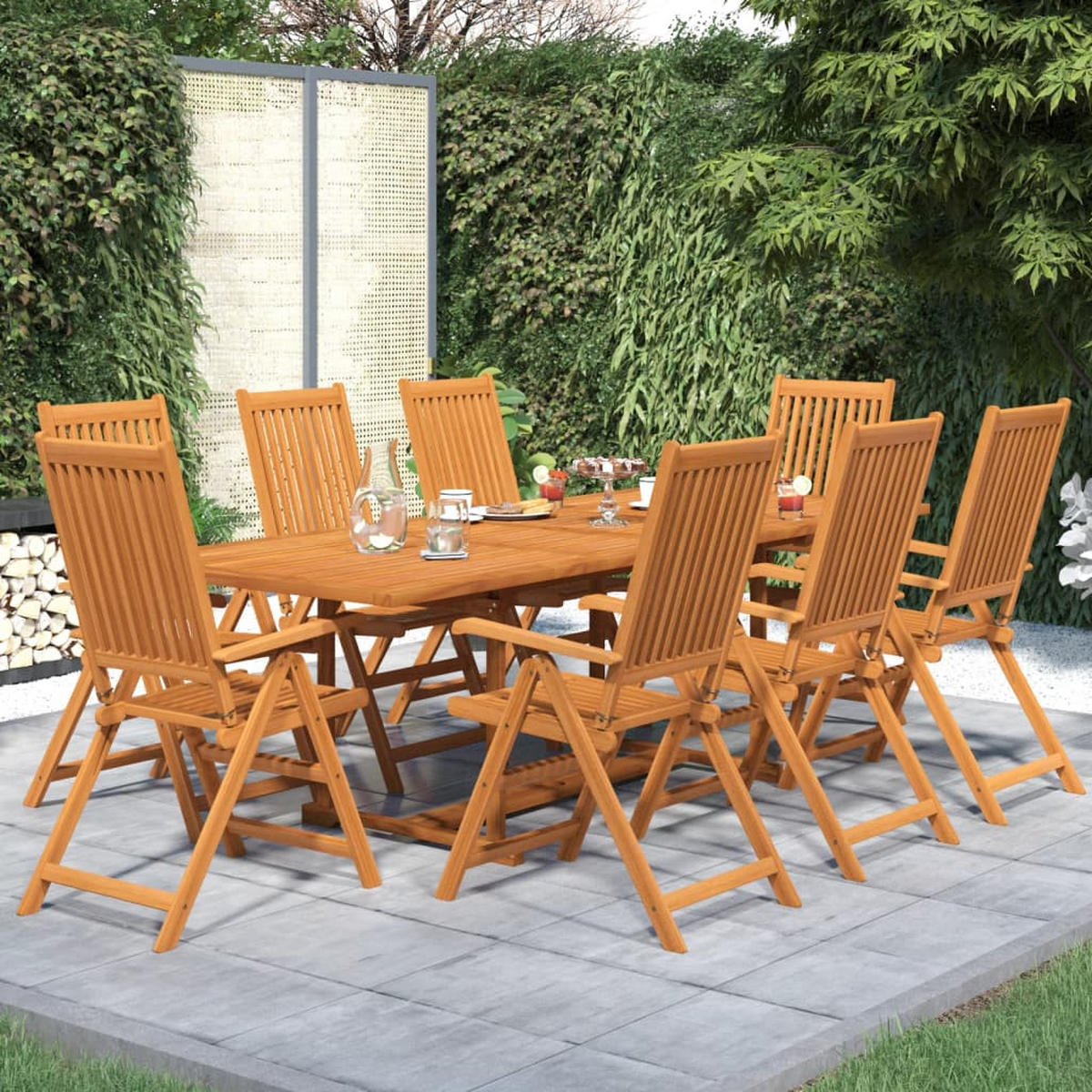 GARTEN-ESSGRUPPE 9Er Set Massivholz Akazie 160-240 Cm - Braun, Holz - vidaXL