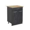 KÜCHENUNTERSCHRANK R-Line Schwarz Beton 80 cm AP Eiche - Anthrazit/Schwarz, Holzwerkstoff (60/81.6/60cm) - Vicco