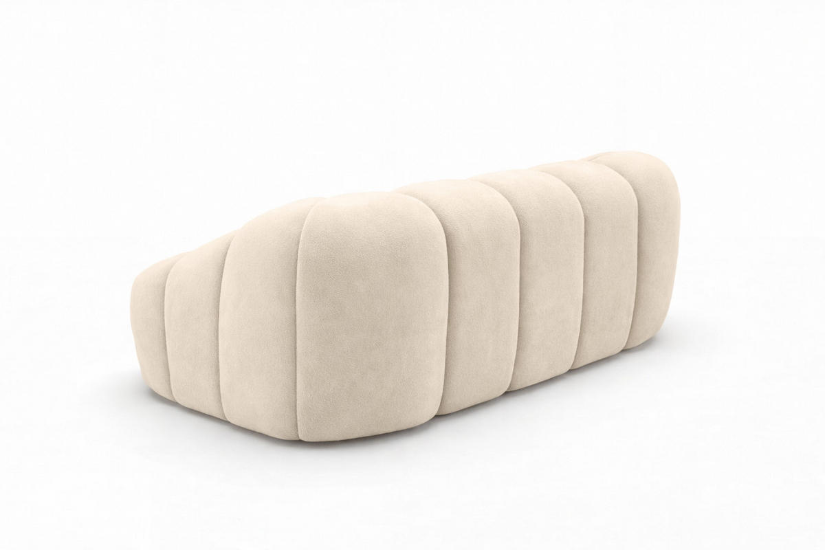 SOFA 2-Sitzer modular, Veloursstoff Bluvel, Creme, CROISSANT - Creme, Holz (200/72/115cm) - Kaiser Möbel