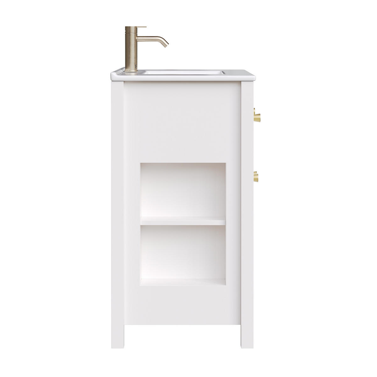 WASCHBECKENUNTERSCHRANK Keramikbecken Soft-Close Weiß - Weiß, Holzwerkstoff (81/86.5/46.5cm) - FLIEKS