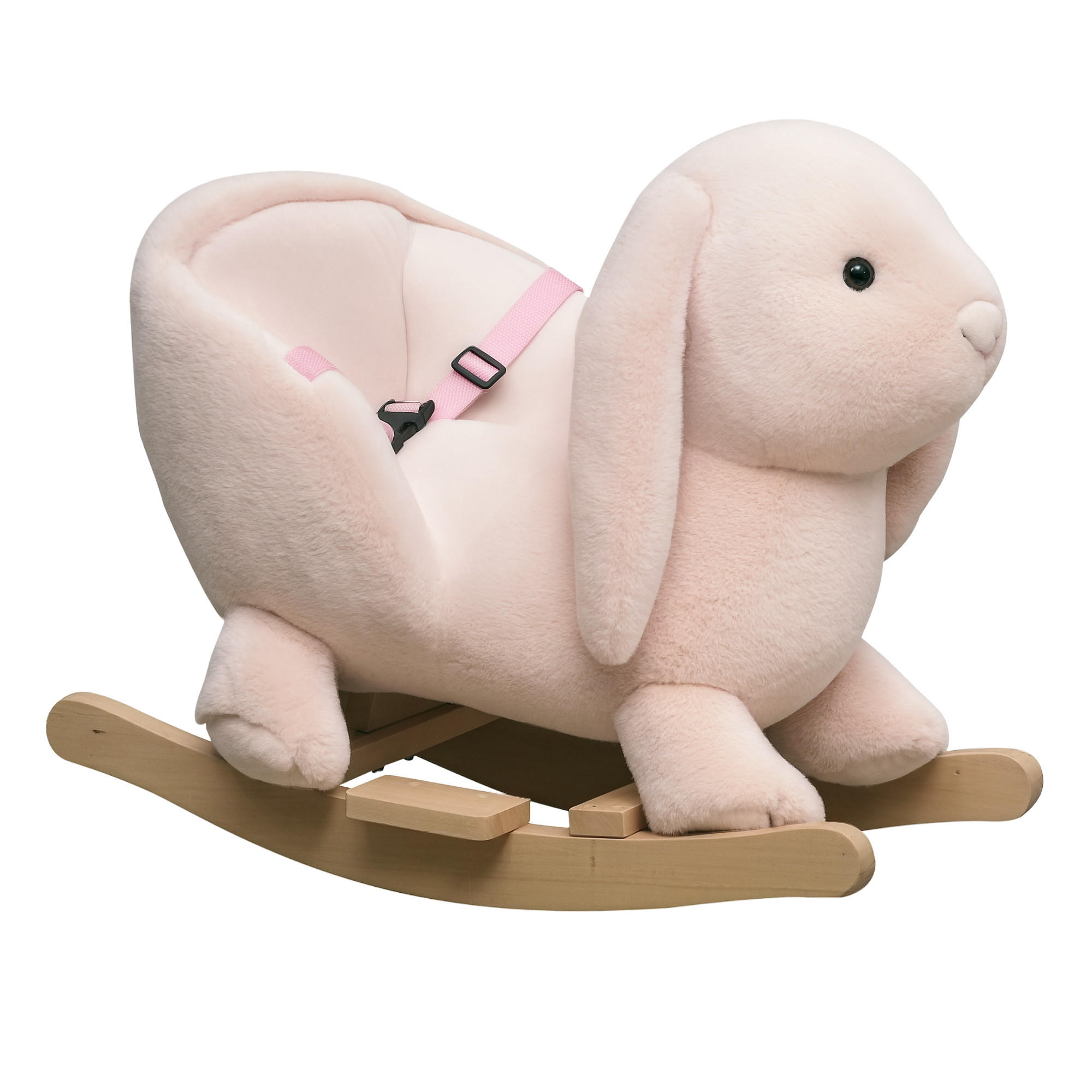 SCHAUKELPFERD DE-18233 mit Soundfunktion & Sicherheitsgurt Rosa - Pink, Holz (33/50/60cm) - ComfortXL