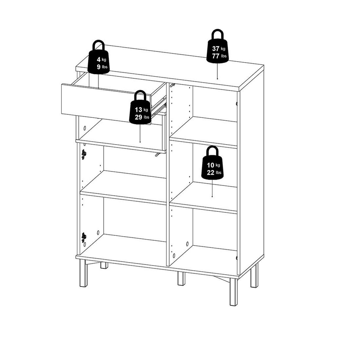 SIDEBOARD Ringe Weiß 89/37/119 cm - Weiß, Holzwerkstoff (89/119/37cm) - ebuy24