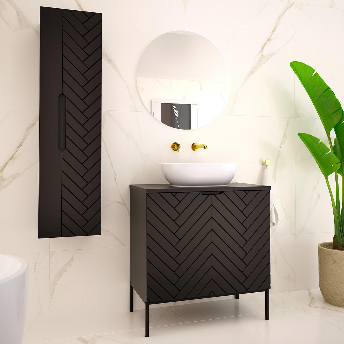 WASCHTISCH 80.6cm Daria Schwarz - Schwarz, Holzwerkstoff (80.6/84.2/46.5cm) - Petits-meubles