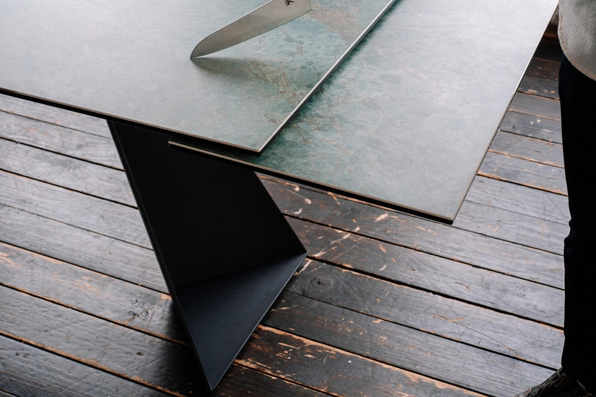 ESSTISCH LODI Grün Glas - Schwarz/Grün, Glas/Metall (200/100/76cm) - KAWOLA