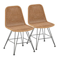 STUHL-SET 2 Beth, Ratan/Schwarz - Schwarz, Kunststoff/Metall (44/85/58cm) - VS Venta-stock