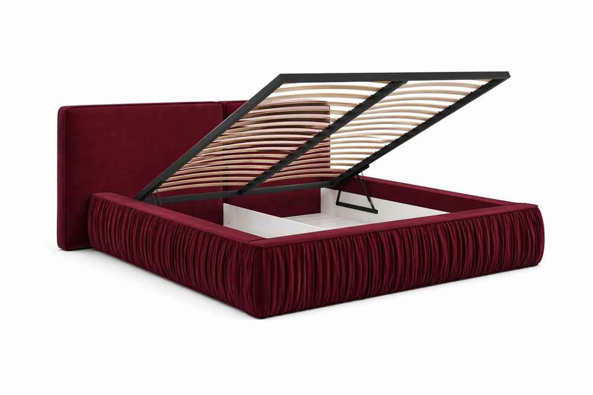 POLSTERBETT 08 140 x 200 cm – Riviera – Bett mit Gasdruckfedern und Stauraum - Bordeaux, Holz (140/200cm) - ROYAL24_MARKT