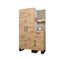 GARDEROBEN-SET 196/116/45,6 - Creme/Schwarz, Holz/Kunststoff (116/196/45.6cm) - Abiks Möbel