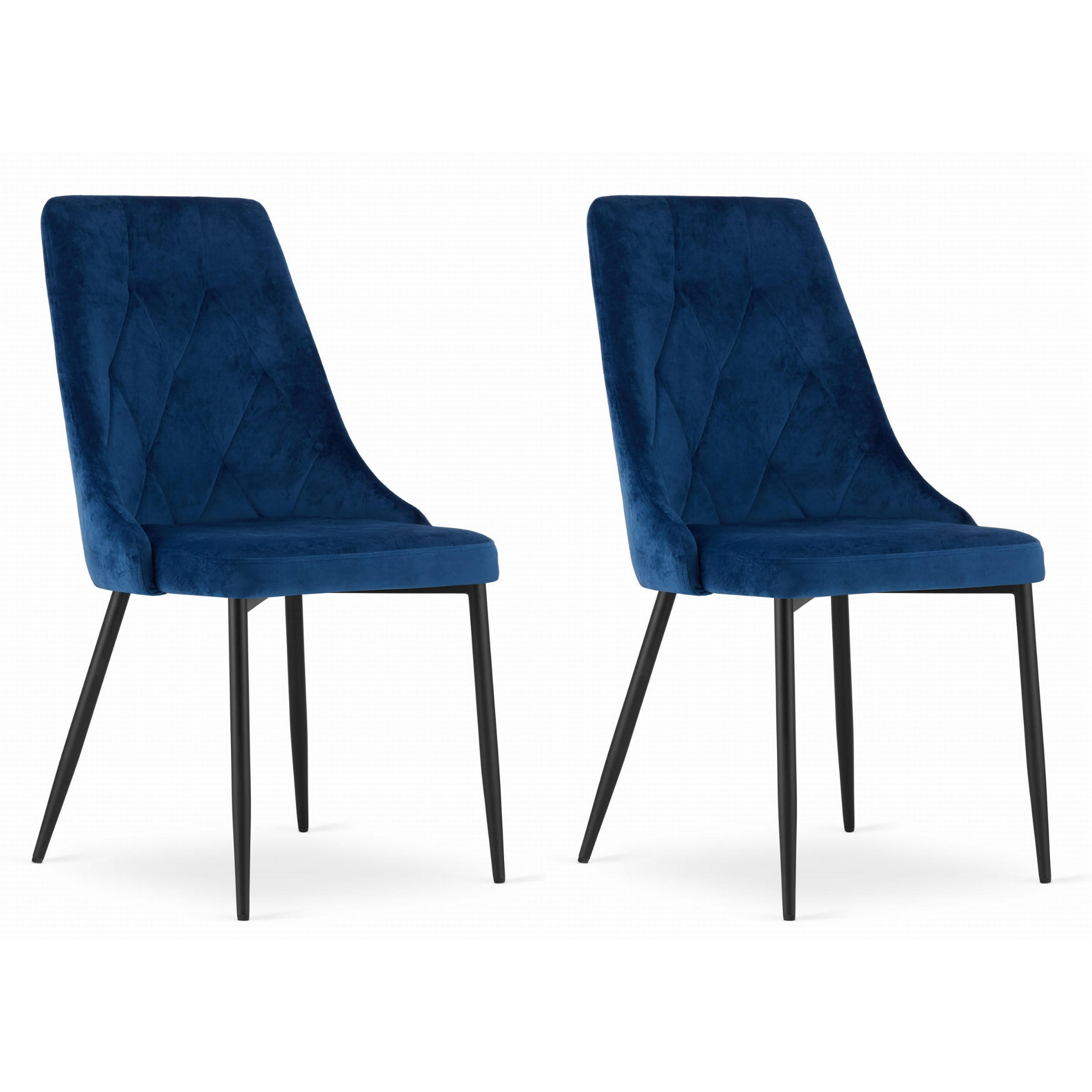STUHL BRISIGHELLA 2-er Set, Blau, mit Samtstoff gepolstert - Blau, Textil/Metall (49/94/61cm) - Komodee