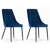 STUHL BRISIGHELLA 2-er Set, Blau, mit Samtstoff gepolstert - Blau, Textil/Metall (49/94/61cm) - Komodee