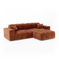 ECKSOFA rechtwinklig COCOON Geprägter Samt Terrakotta 230cm - Dunkelorange/Terracotta, Textil (230/155cm) - Premium Interiors