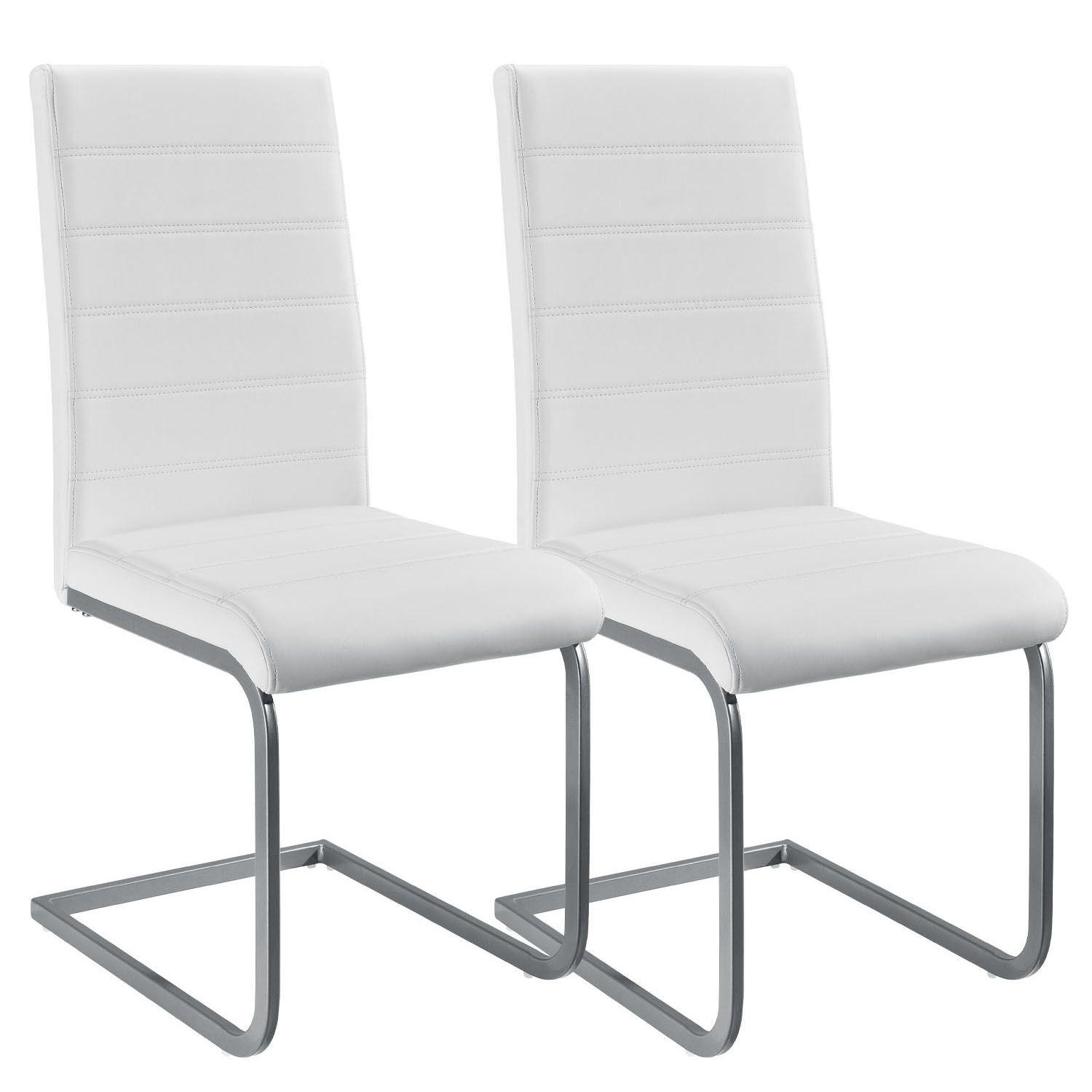 SCHWINGSTUHL Vegas weiß Kunstleder (2er Set) - Weiß, Textil (41/101/52cm) - Juskys