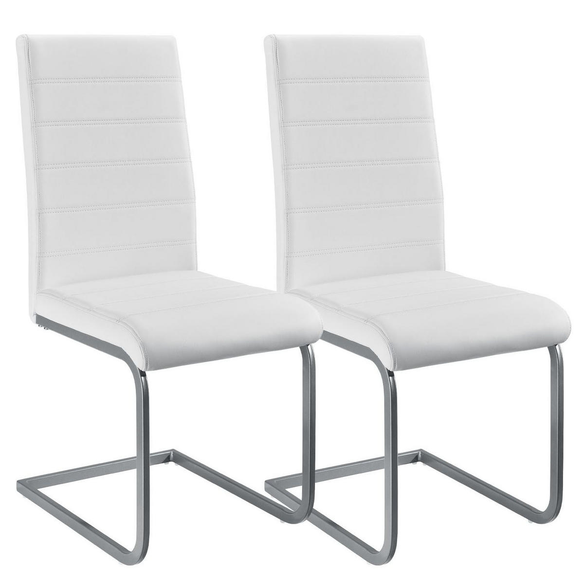 SCHWINGSTUHL Vegas weiß Kunstleder (2er Set) - Weiß, Textil (41/101/52cm) - Juskys