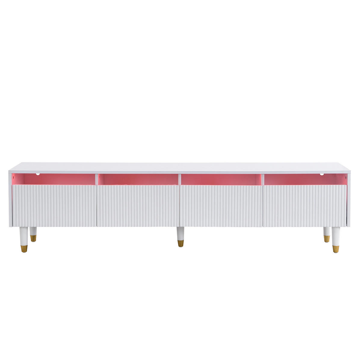 TV-SCHRANK aus MDF 178x35x45 cm Weiß mit 4 Schubladen, Kabeldurchführung und minimalistischem Design - Weiß, Holzwerkstoff (178/45/35cm) - Modfu