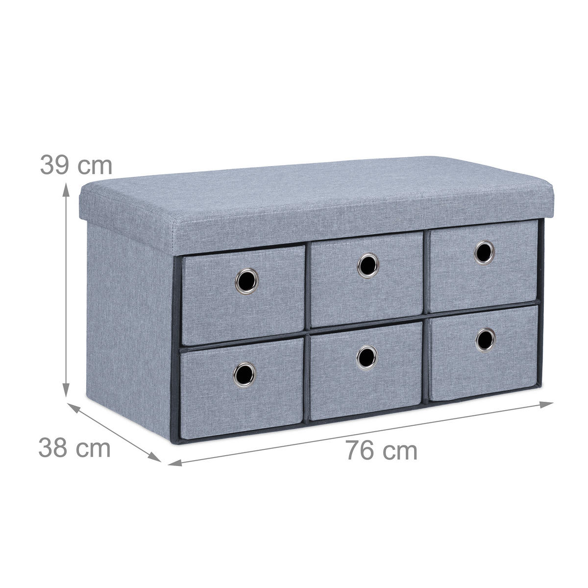SITZBANK - Grau, Holzwerkstoff/Textil (76/39/38cm) - Relaxdays