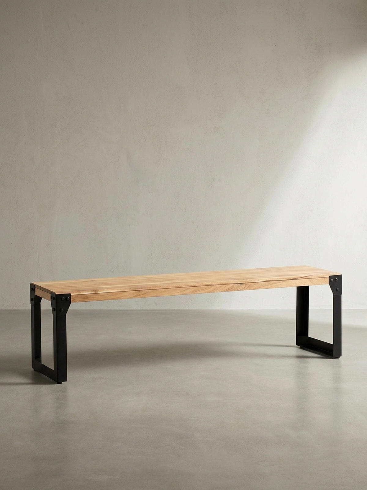 ESSZIMMERBANK Massivholz Metall ohne Lehne, Akazie 160x40x45 cm - Schwarz/Braun, Holz/Metall (160/45/40cm) - KADIMA DESIGN