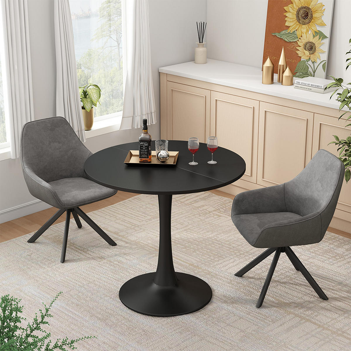 Schwarz, Holzwerkstoff (80/80/73cm) - Vicco