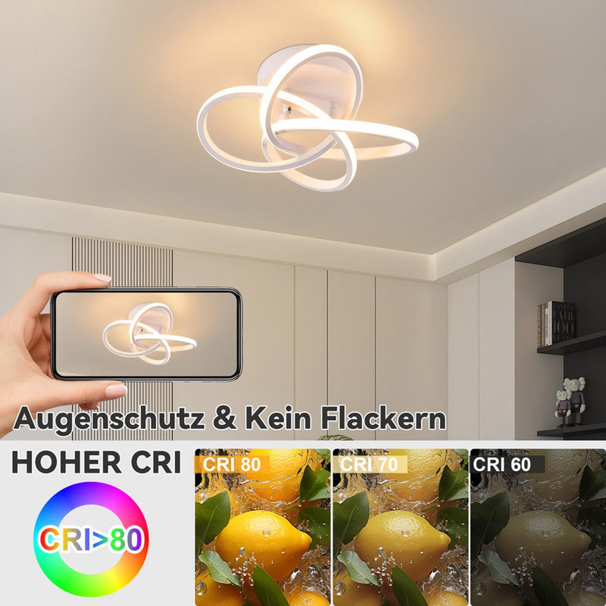 DECKENLEUCHTE Emmen II 32/32cm - Weiß, Metall (32/32/16cm) - Nettlife