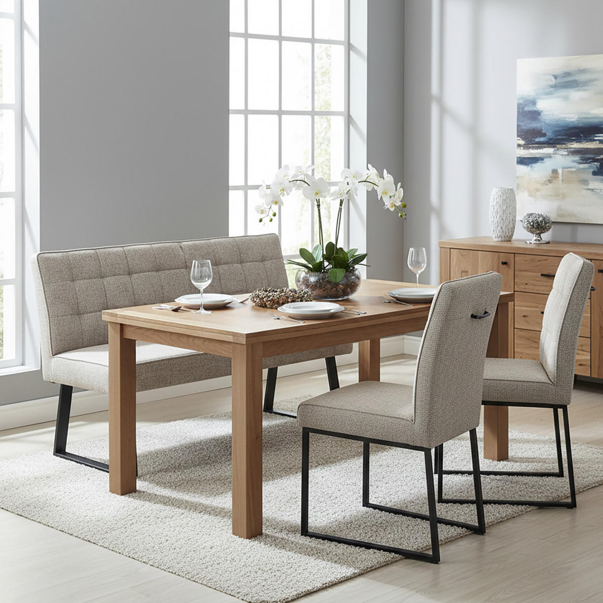 SITZBANK CLARA - Hellgrau, Metall (160/91/66cm) - DUBI Möbel